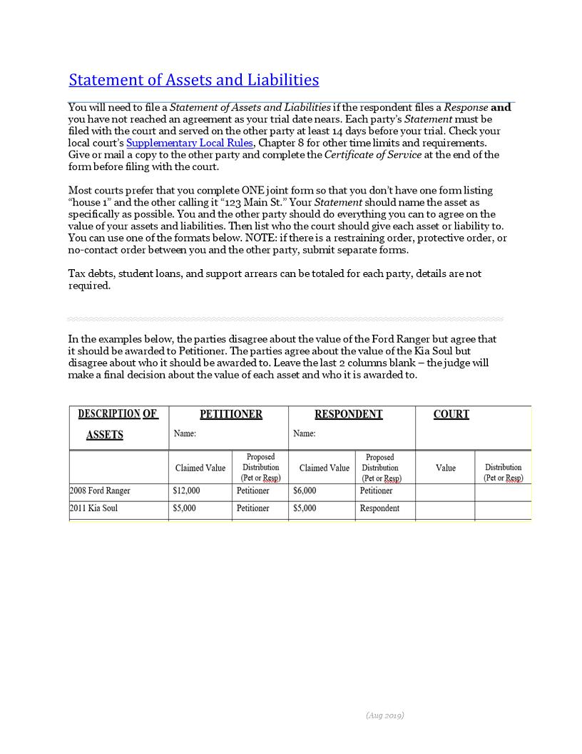 Statement Of Assets And Liabilities | Pdf Fpdf Docx | Oregon