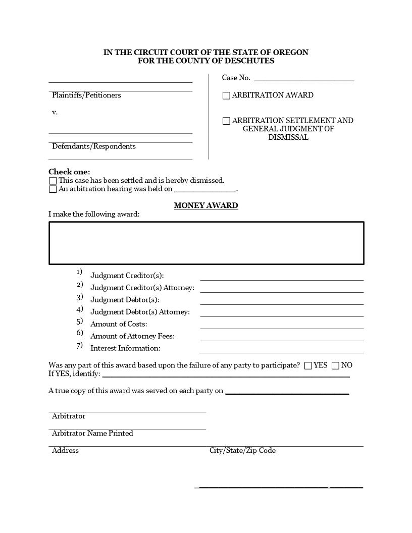 Arbitration Award | Pdf Fpdf Docx | Oregon