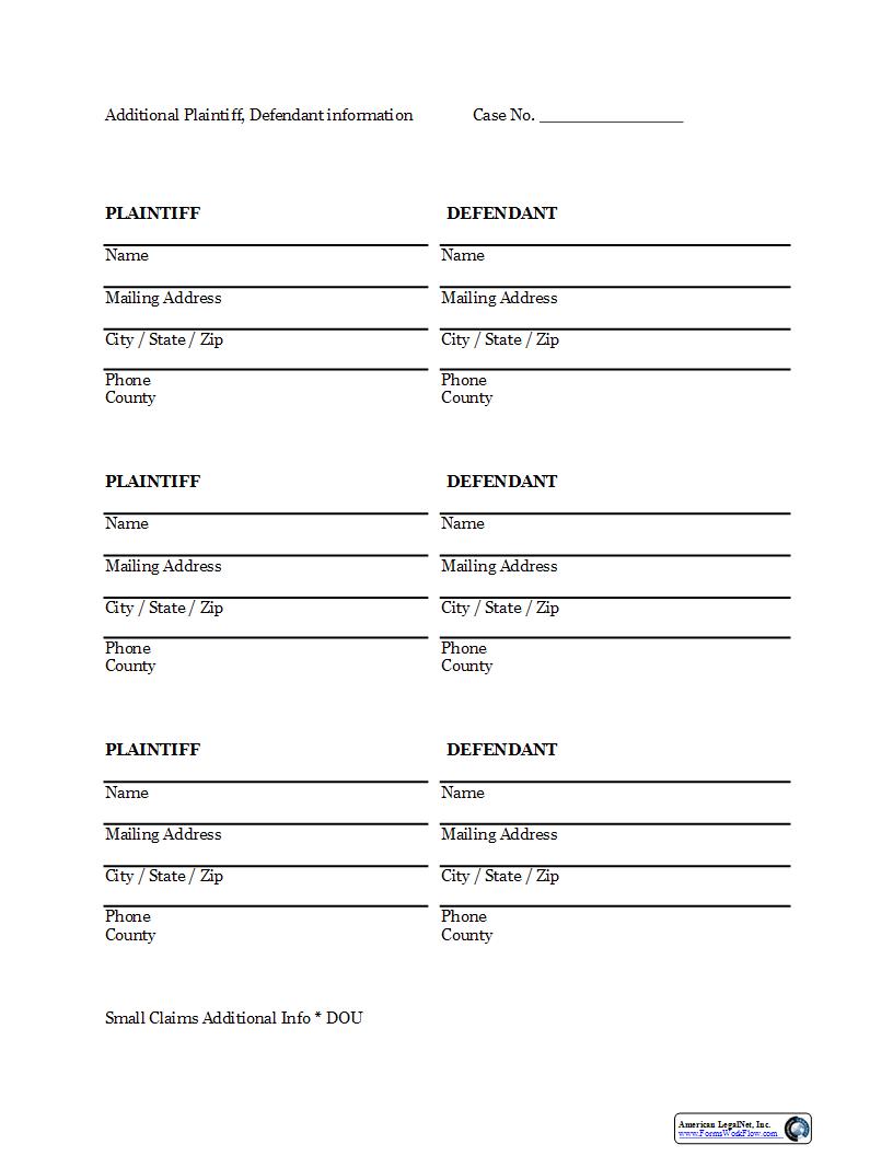 Additional Parties - Small Claims | Pdf Fpdf Docx | Oregon