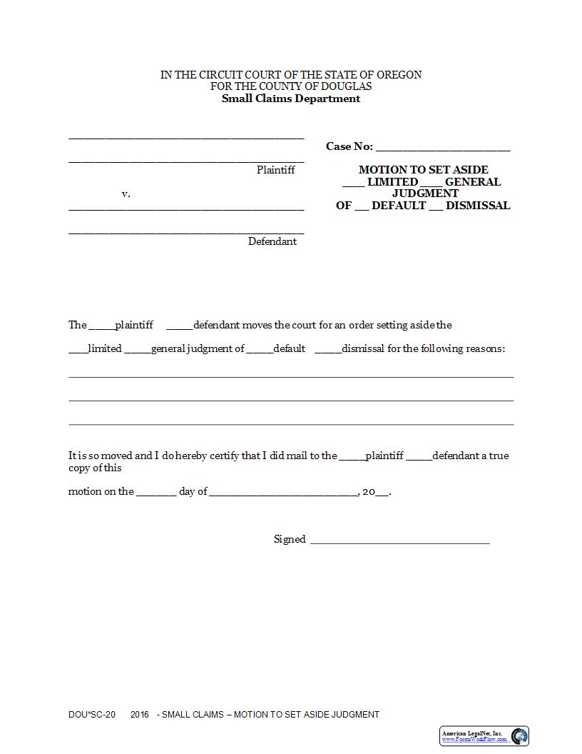 Motion To Set Aside | Pdf Fpdf Docx | Oregon