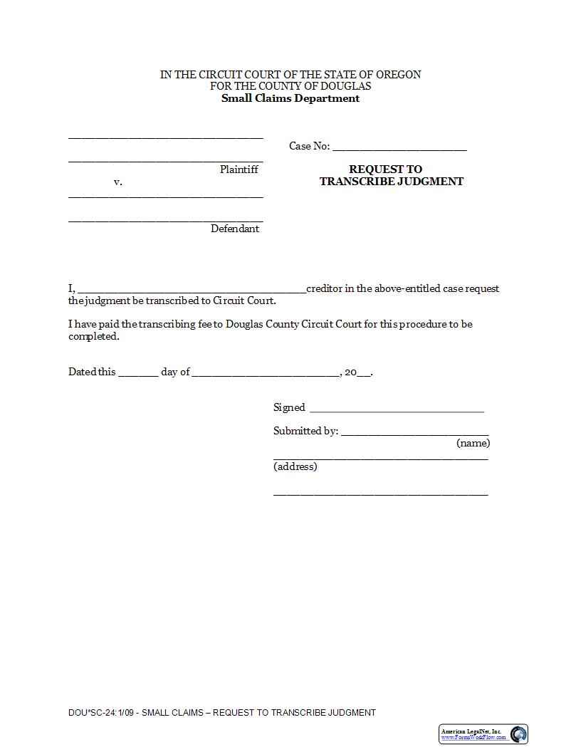 Request To Transcribe Judgment | Pdf Fpdf Docx | Oregon