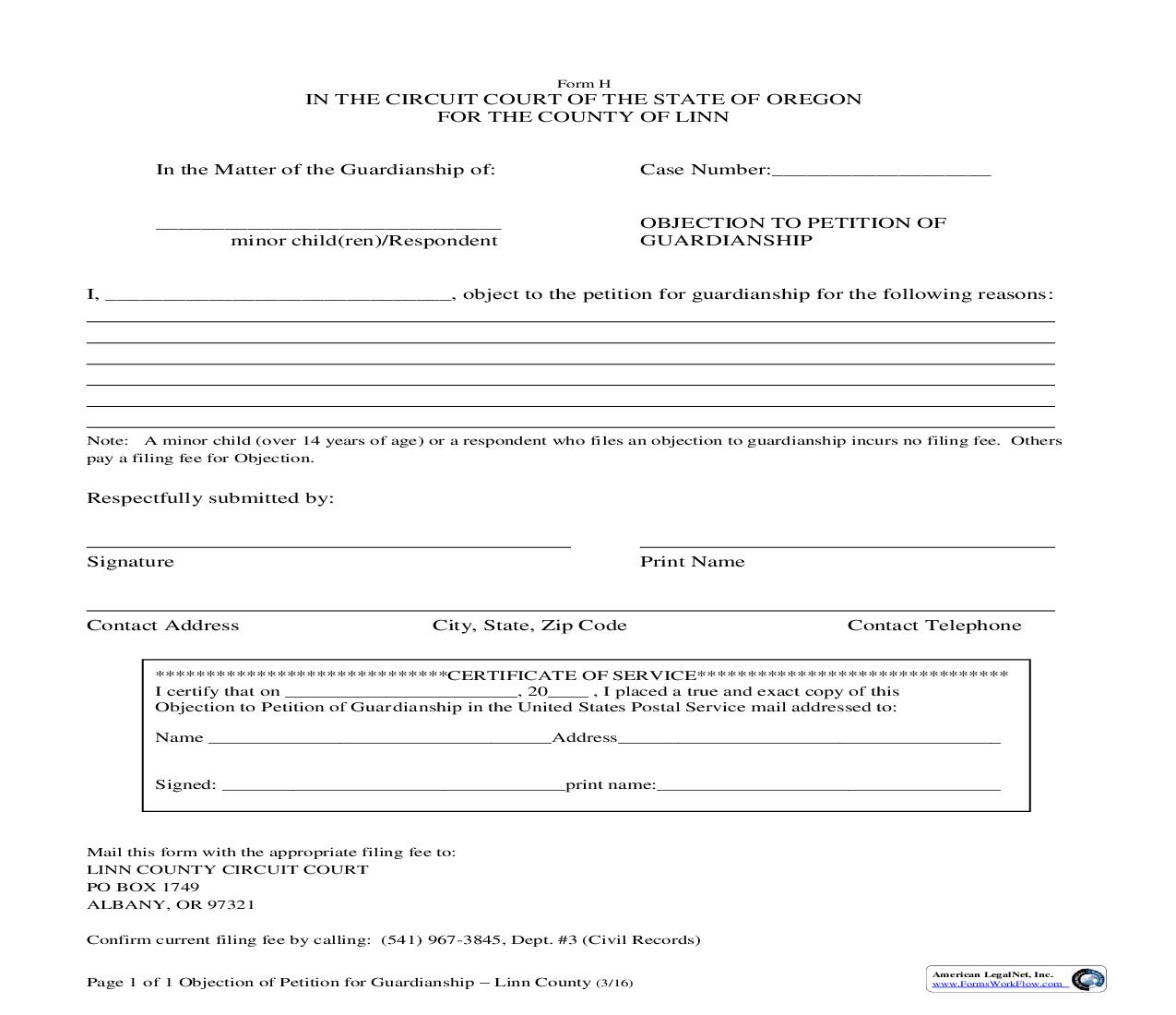 Objection To Peittion Of Guardianship | Pdf Fpdf Doc Docx | Oregon