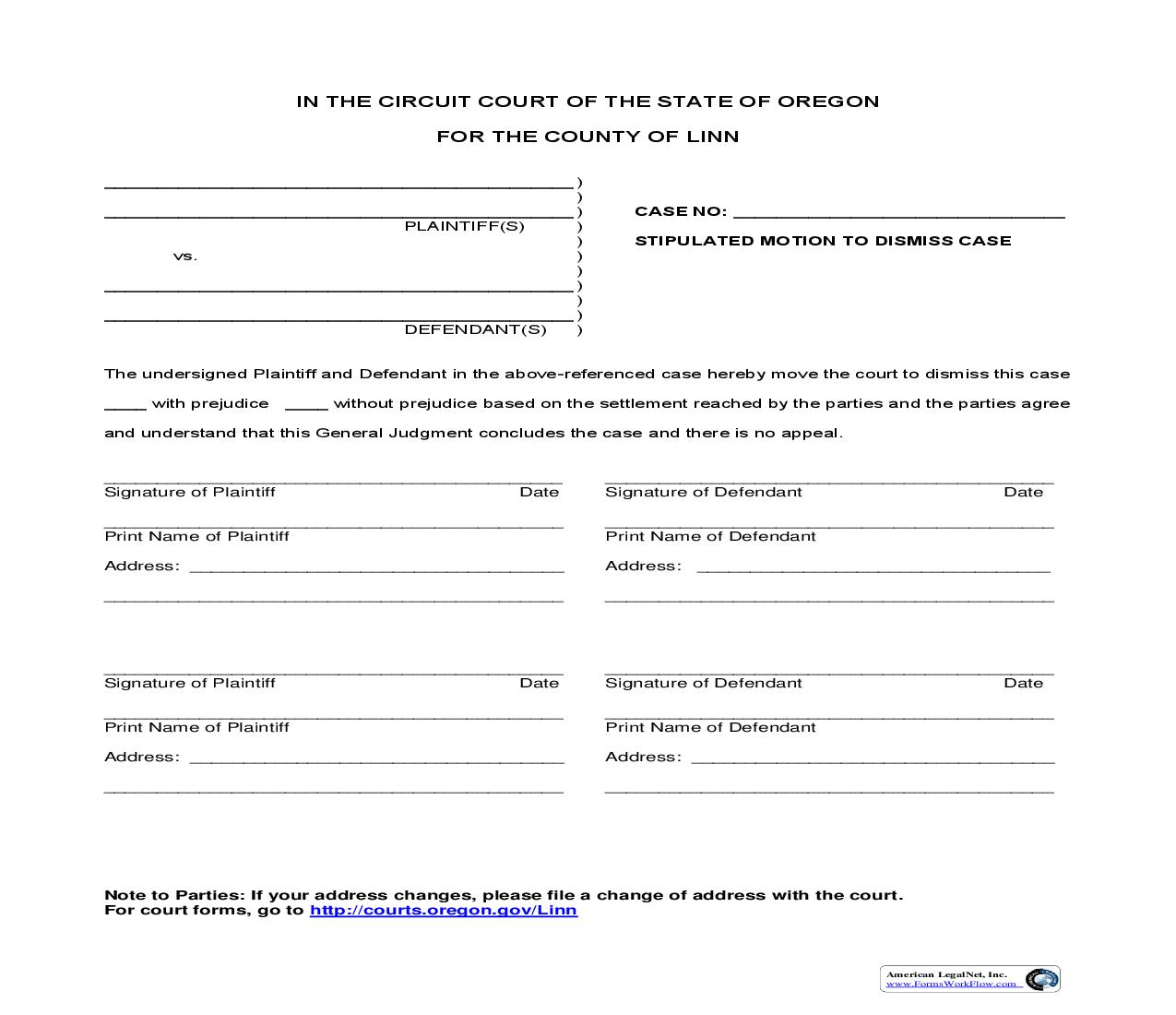 Stipulated Dismissal | Pdf Fpdf Doc Docx | Oregon