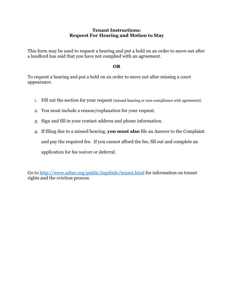 Defendant Request For Hearing | Pdf Fpdf Docx | Oregon