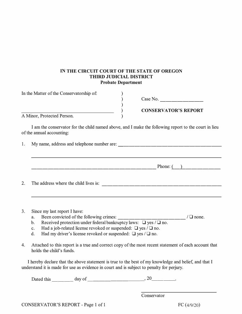 Conservators Report | Pdf Fpdf Doc Docx | Oregon