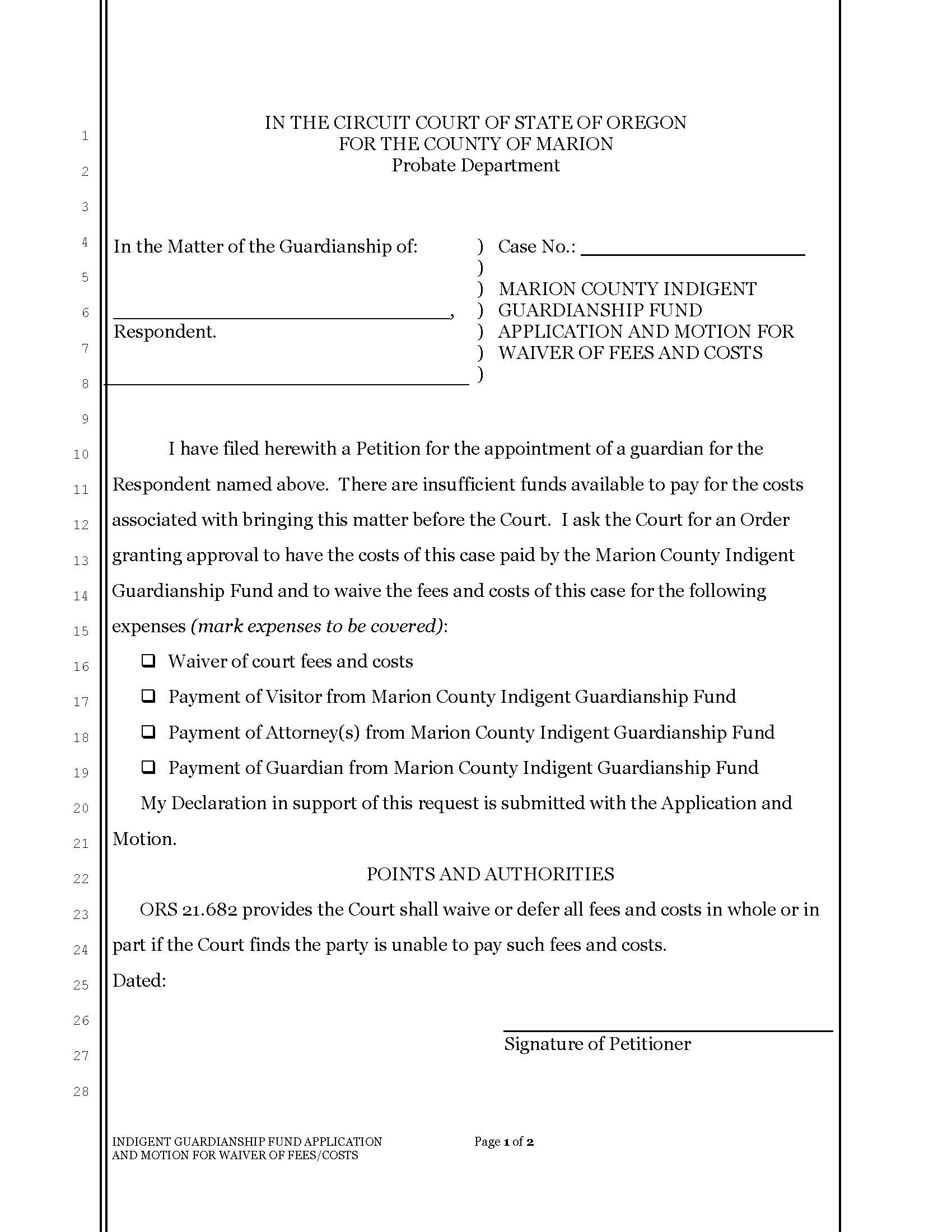 Guardian Report (Indigent) | Pdf Fpdf Docx | Oregon