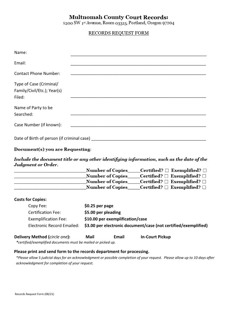 Public Records Request | Pdf Fpdf Docx | Oregon