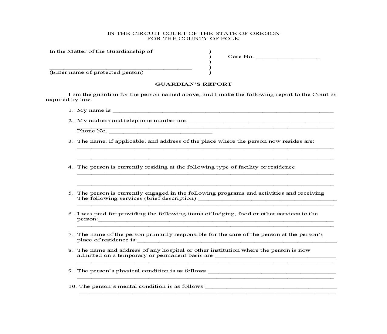 Guardians Report | Pdf Fpdf Doc Docx | Oregon