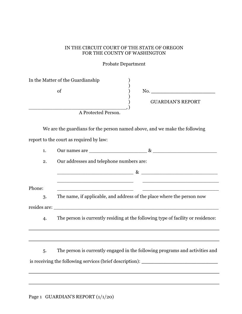 Co Guardians Report | Pdf Fpdf Docx | Oregon