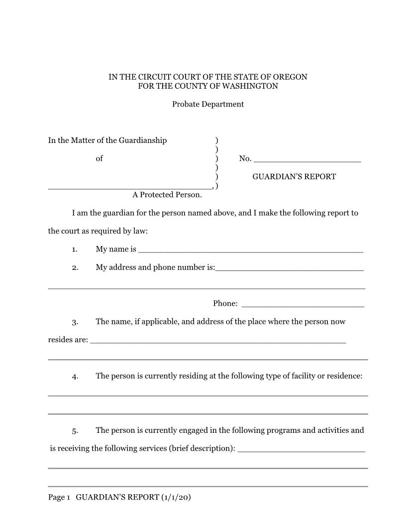 Guardians Report | Pdf Fpdf Docx | Oregon