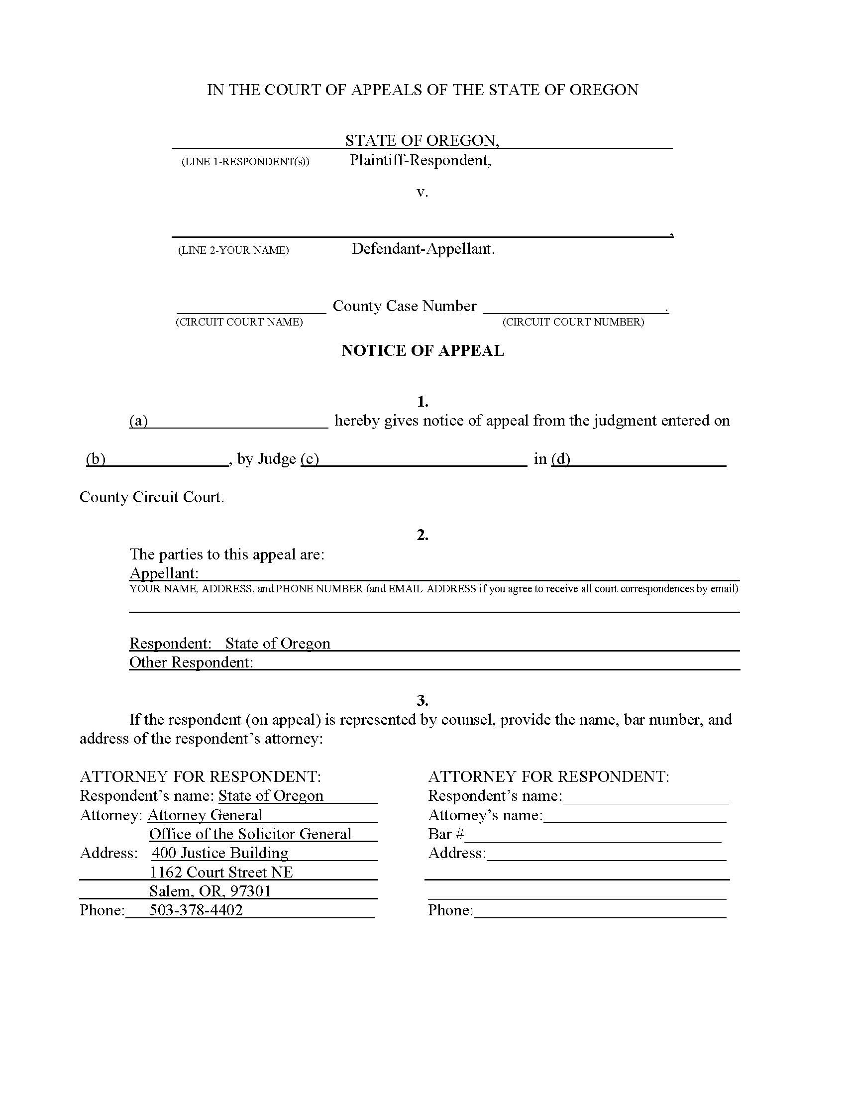 Notice Of Appeal (Traffic-Violations) | Pdf Fpdf Doc Docx | Oregon