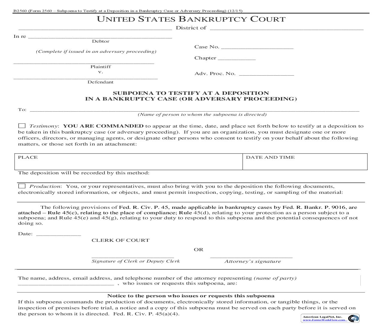 Subpoena To Testify At A Deposition {B2560} | Pdf Fpdf Doc Docx | Oregon