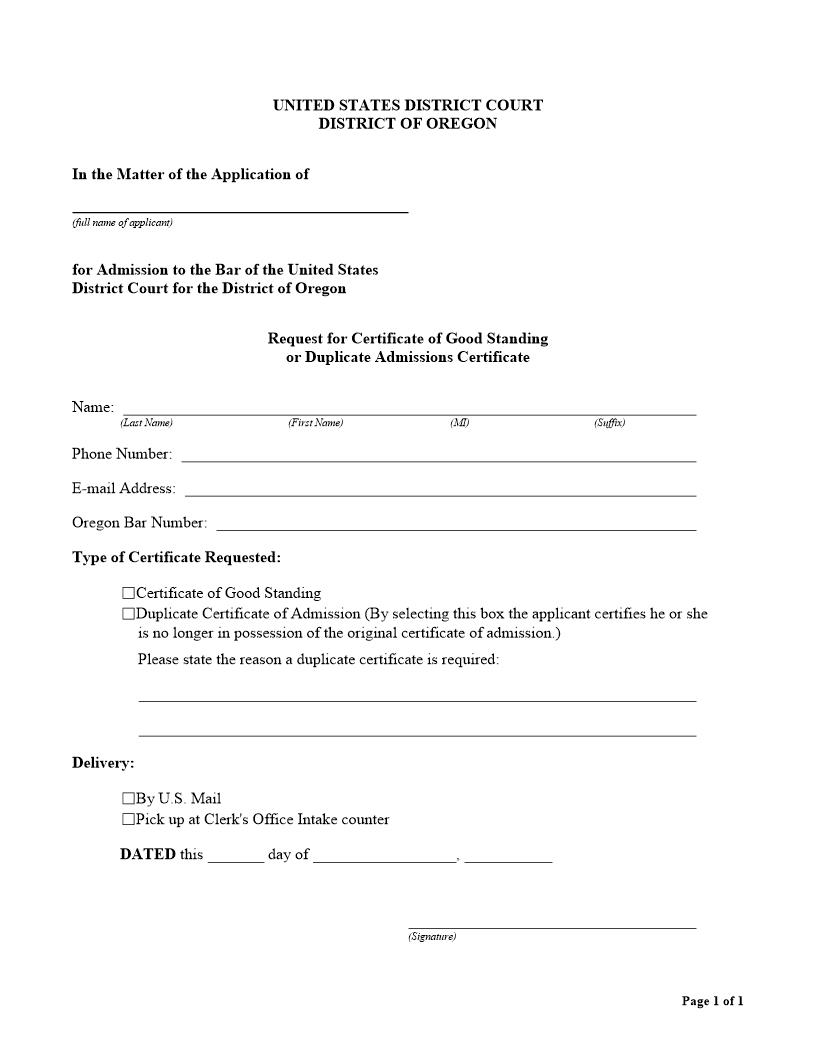 Request For Certificate | Pdf Fpdf Docx | Oregon