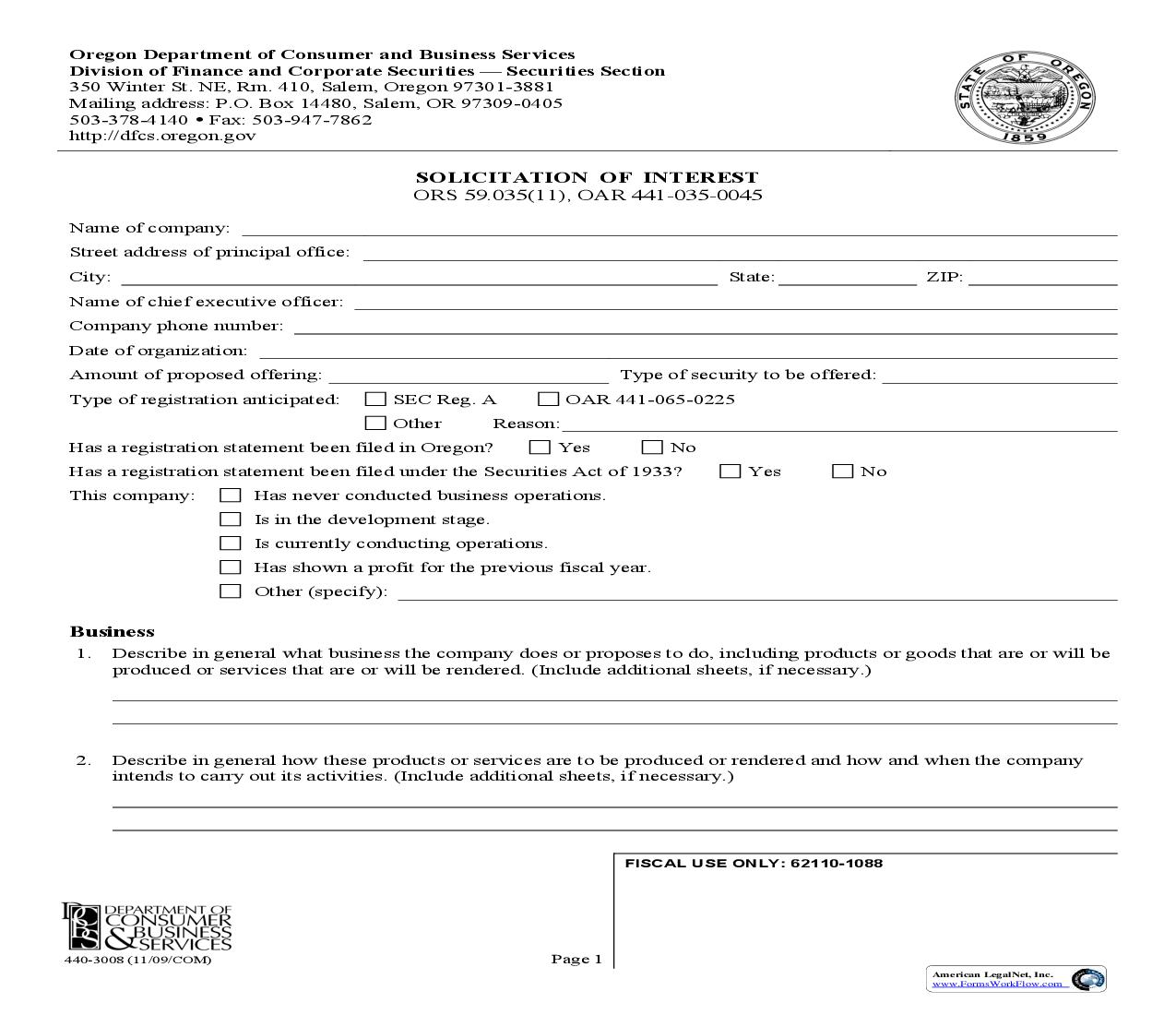 Solicitation Of Interest {440-3008} | Pdf Fpdf Doc Docx | Oregon
