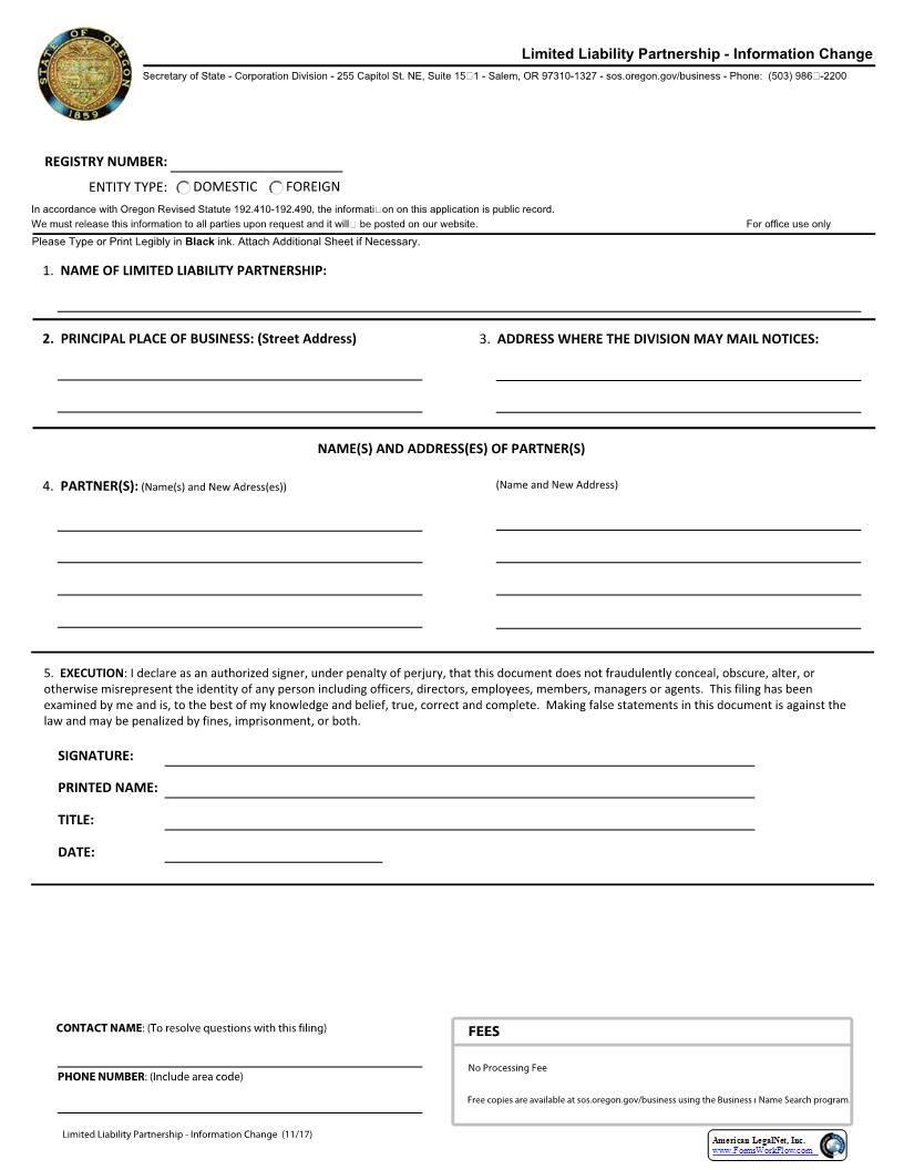 Information Change (LLP) | Pdf Fpdf Docx | Oregon