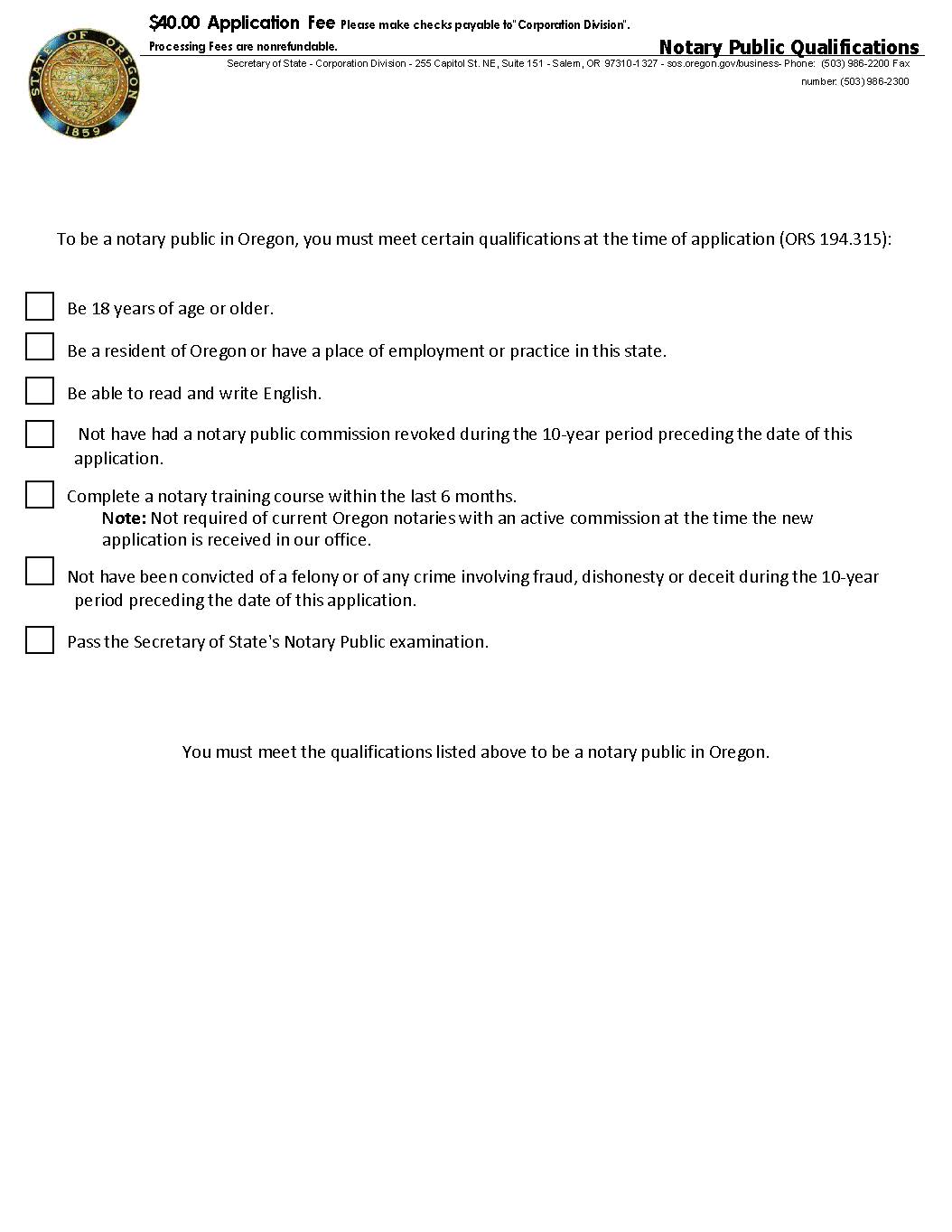 Notary Public Application For Commission | Pdf Fpdf Doc Docx | Oregon