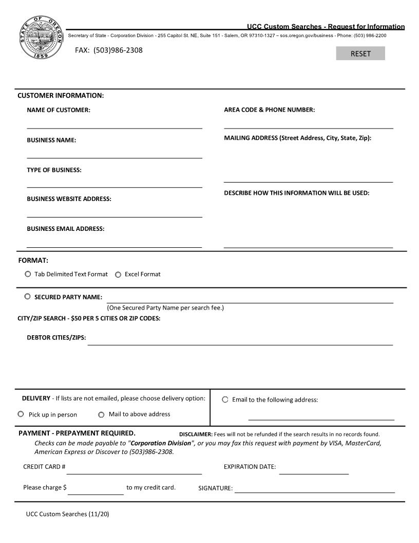 Custom Searches-Request For Information {417} | Pdf Fpdf Doc Docx | Oregon