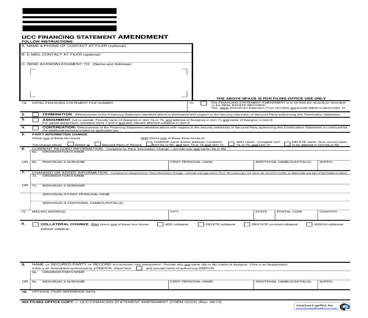 UCC-3 Financing Statement Amendment {UCC-3 404} | Pdf Fpdf Doc Docx | Oregon
