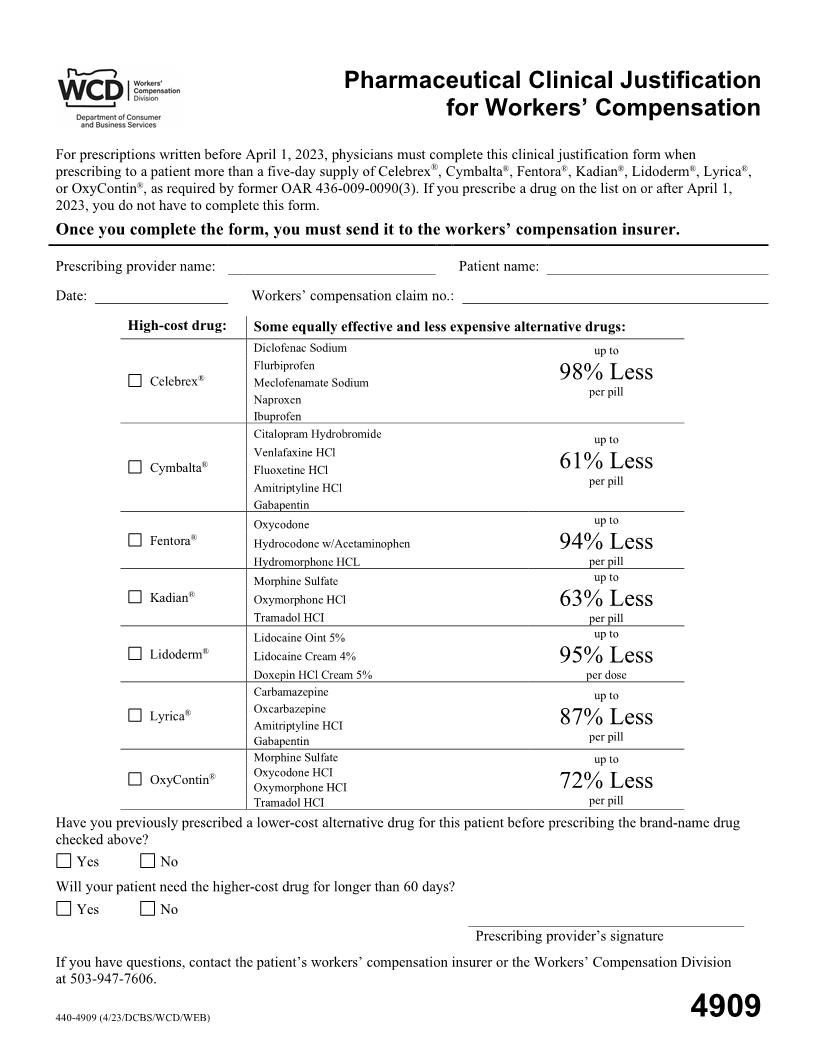 Pharmaceutical Clinical Justification {4909} | Pdf Fpdf Docx | Oregon