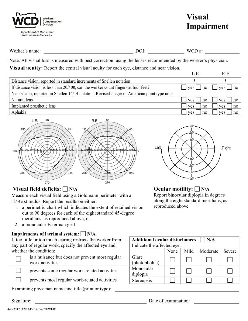 Visual Impairment {2312} | Pdf Fpdf Doc Docx | Oregon