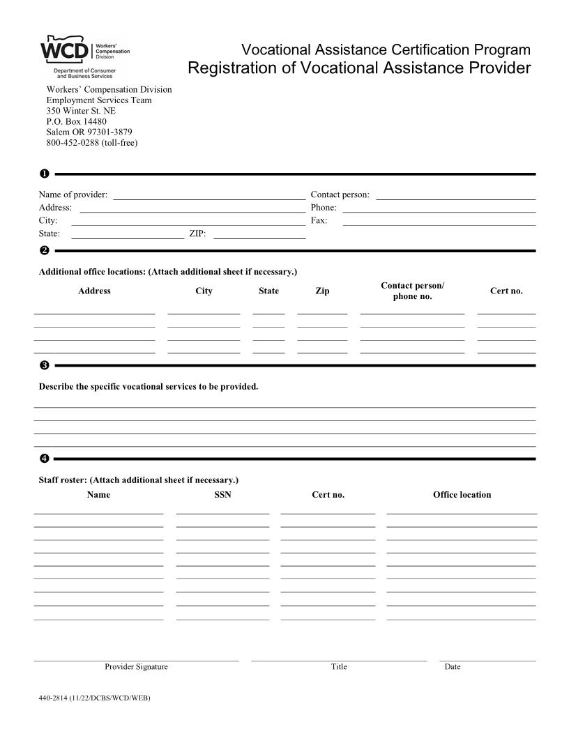 Vocational Assistance Certification Program Authorization Of Vocational Assistance Provider {2814} | Pdf Fpdf Doc Docx | Oregon