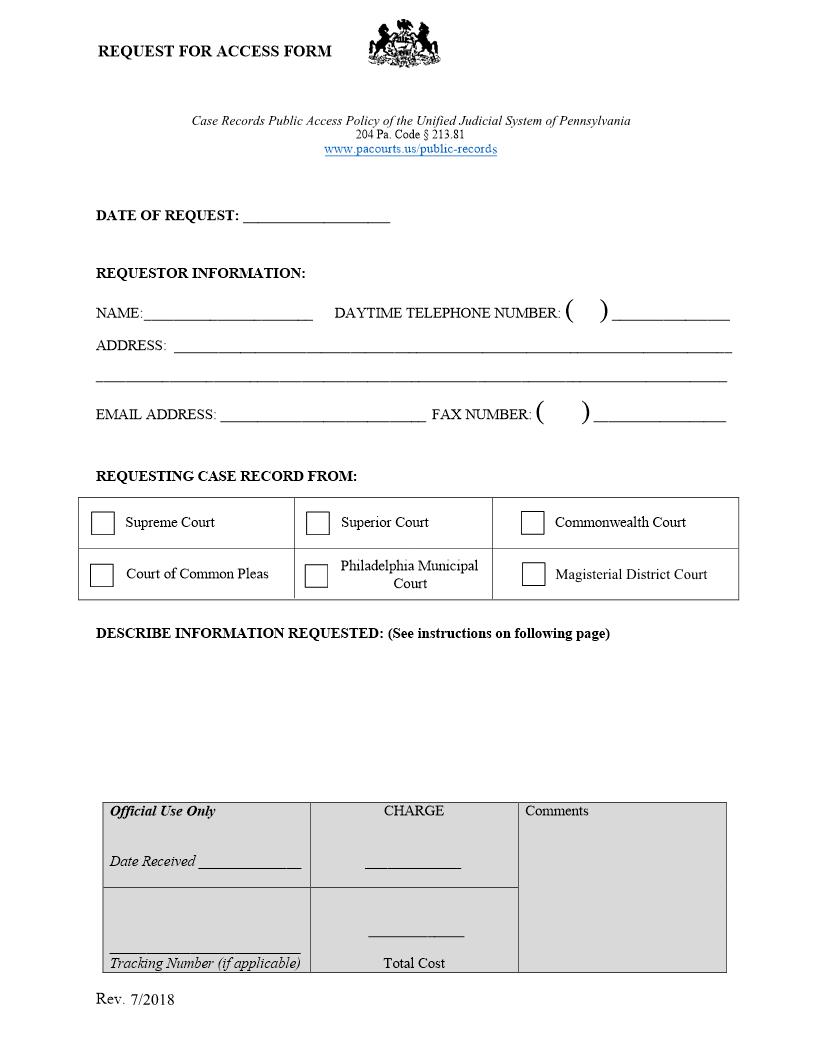 Request For Access | Pdf Fpdf Docx | Pennsylvania