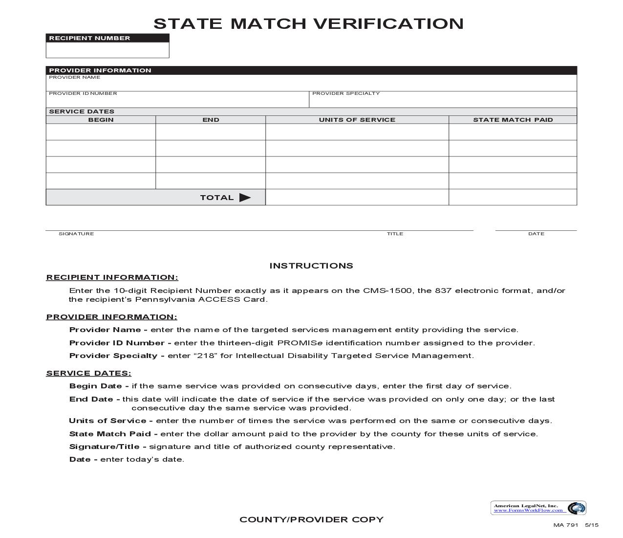 State Match Verification {MA 791} | Pdf Fpdf Doc Docx | Pennsylvania