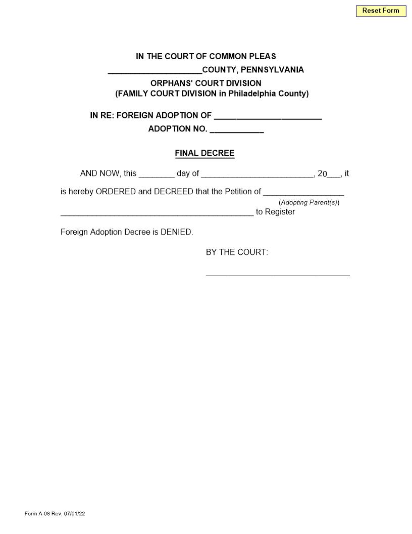 Final Decree (Denied) | Pdf Fpdf Doc Docx | Pennsylvania