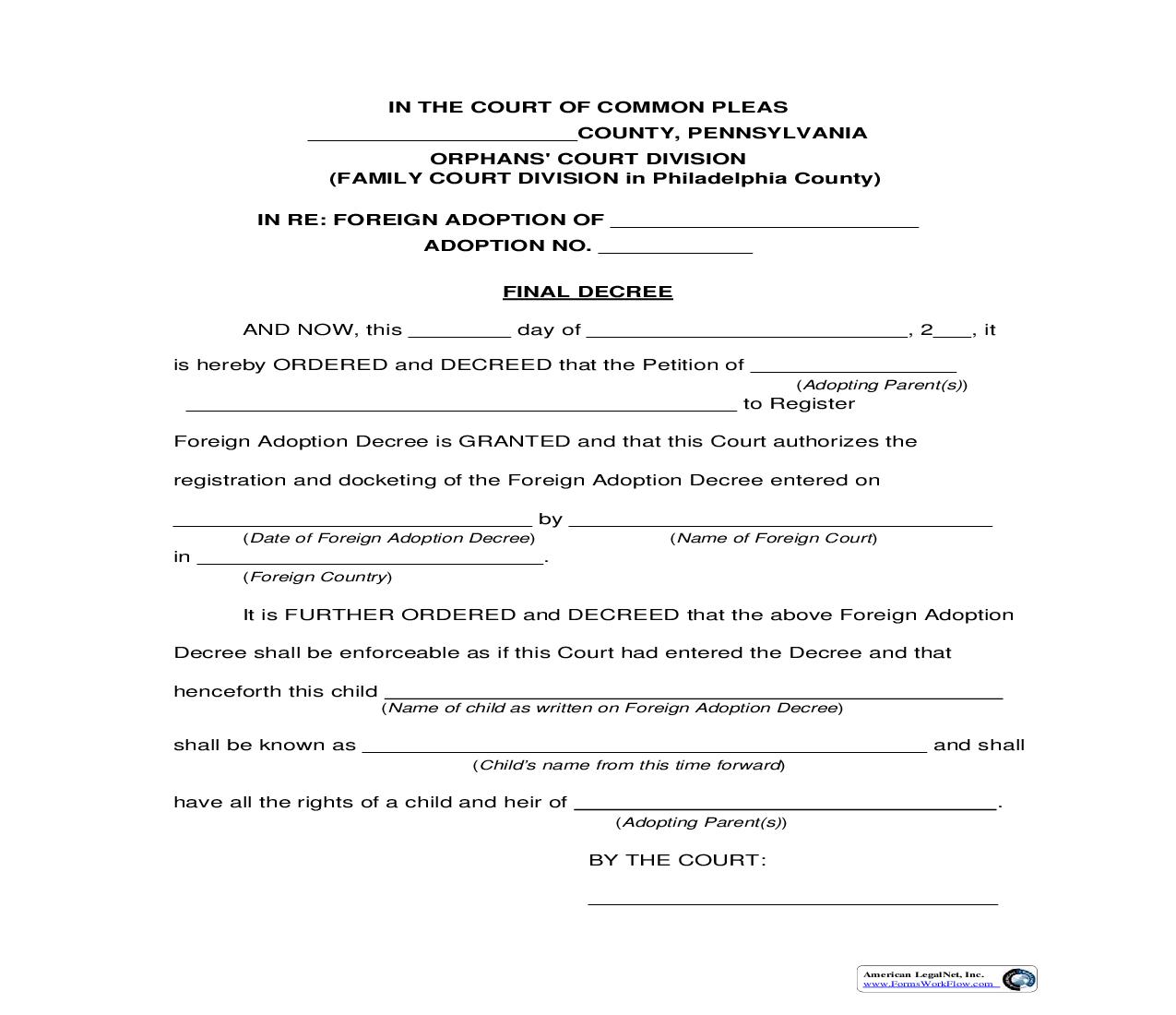 Final Decree (Granted) | Pdf Fpdf Doc Docx | Pennsylvania