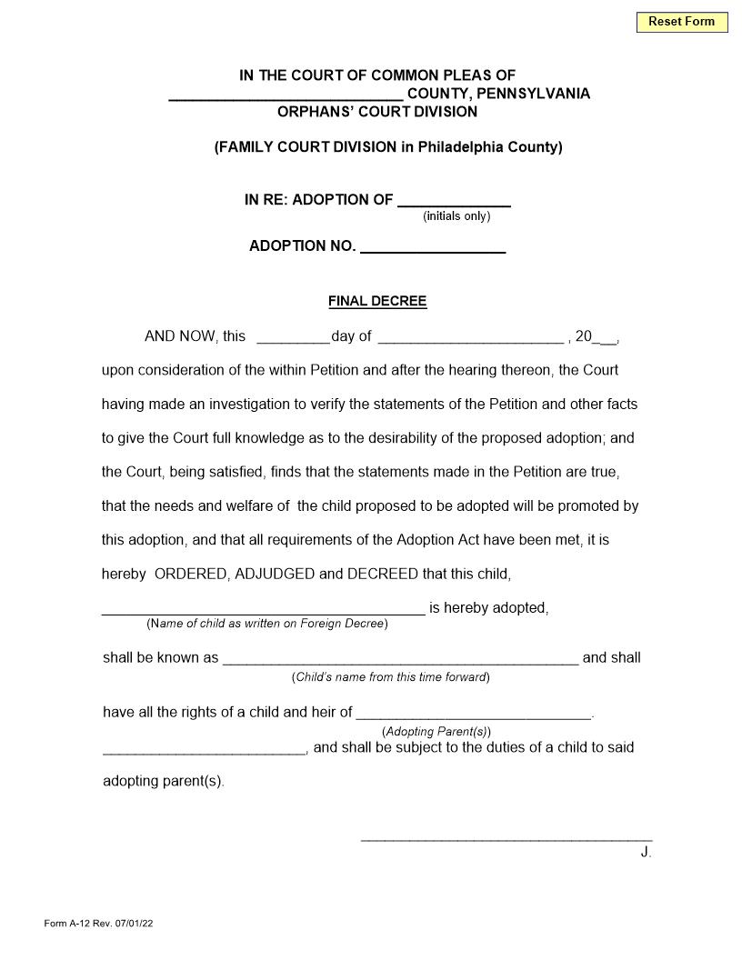 Final Decree | Pdf Fpdf Doc Docx | Pennsylvania