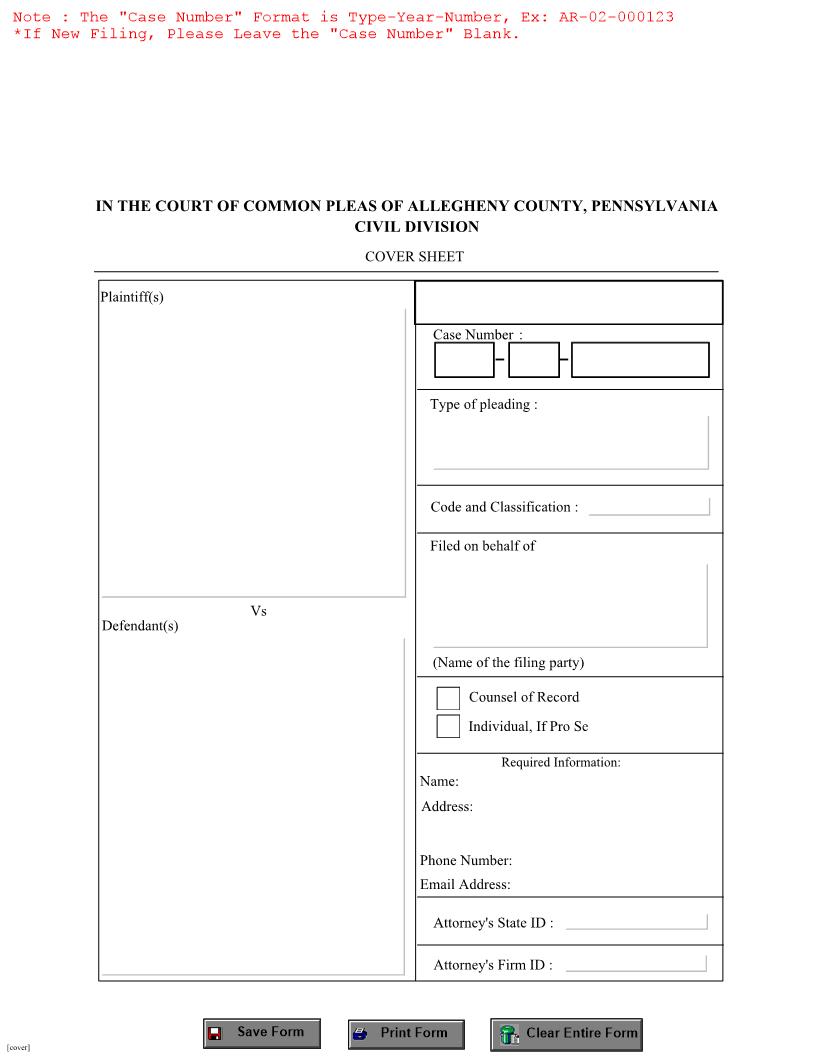 Cover Sheet | Pdf Fpdf Doc Docx | Pennsylvania