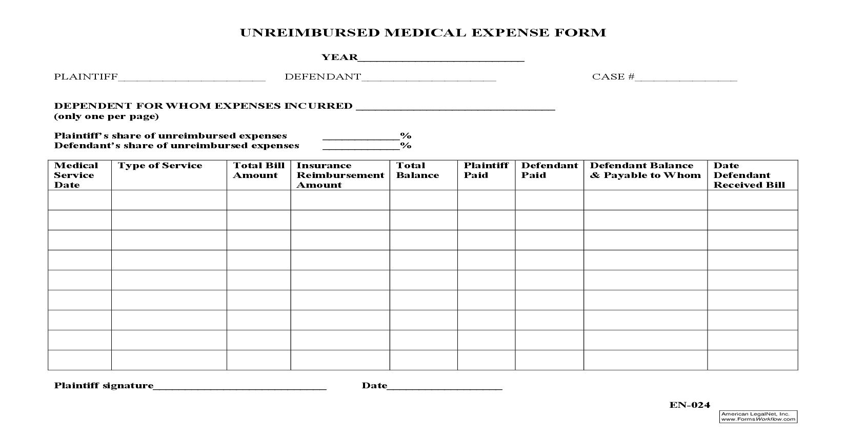 Unreimbursed Medical Expense Form | Pdf Fpdf Doc Docx | Pennsylvania