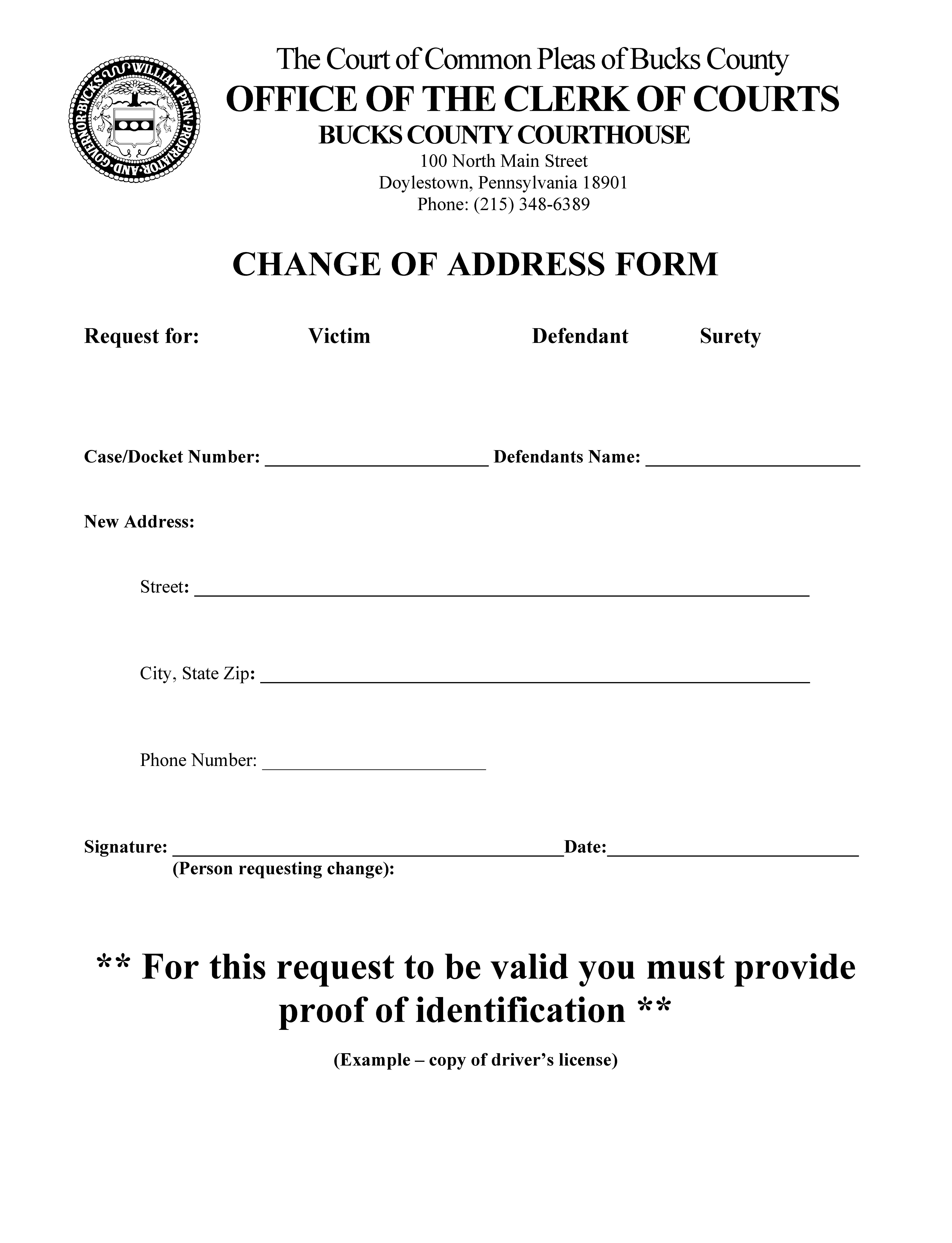 Change Of Address | Pdf Fpdf Doc Docx | Pennsylvania