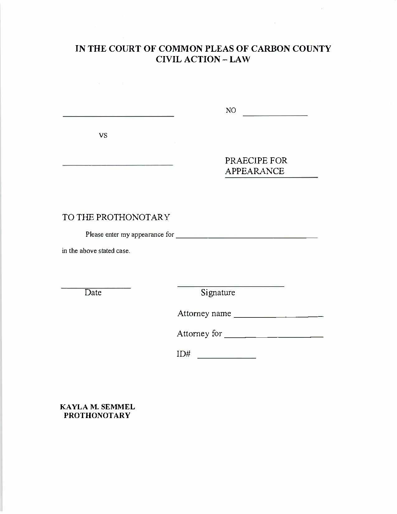 Praecipe For Appearance | Pdf Fpdf Docx | Pennsylvania