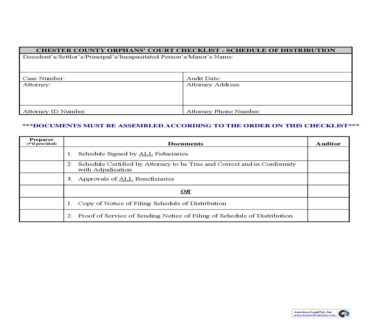 Checklist-Schedule Of Distribution | Pdf Fpdf Doc Docx | Pennsylvania