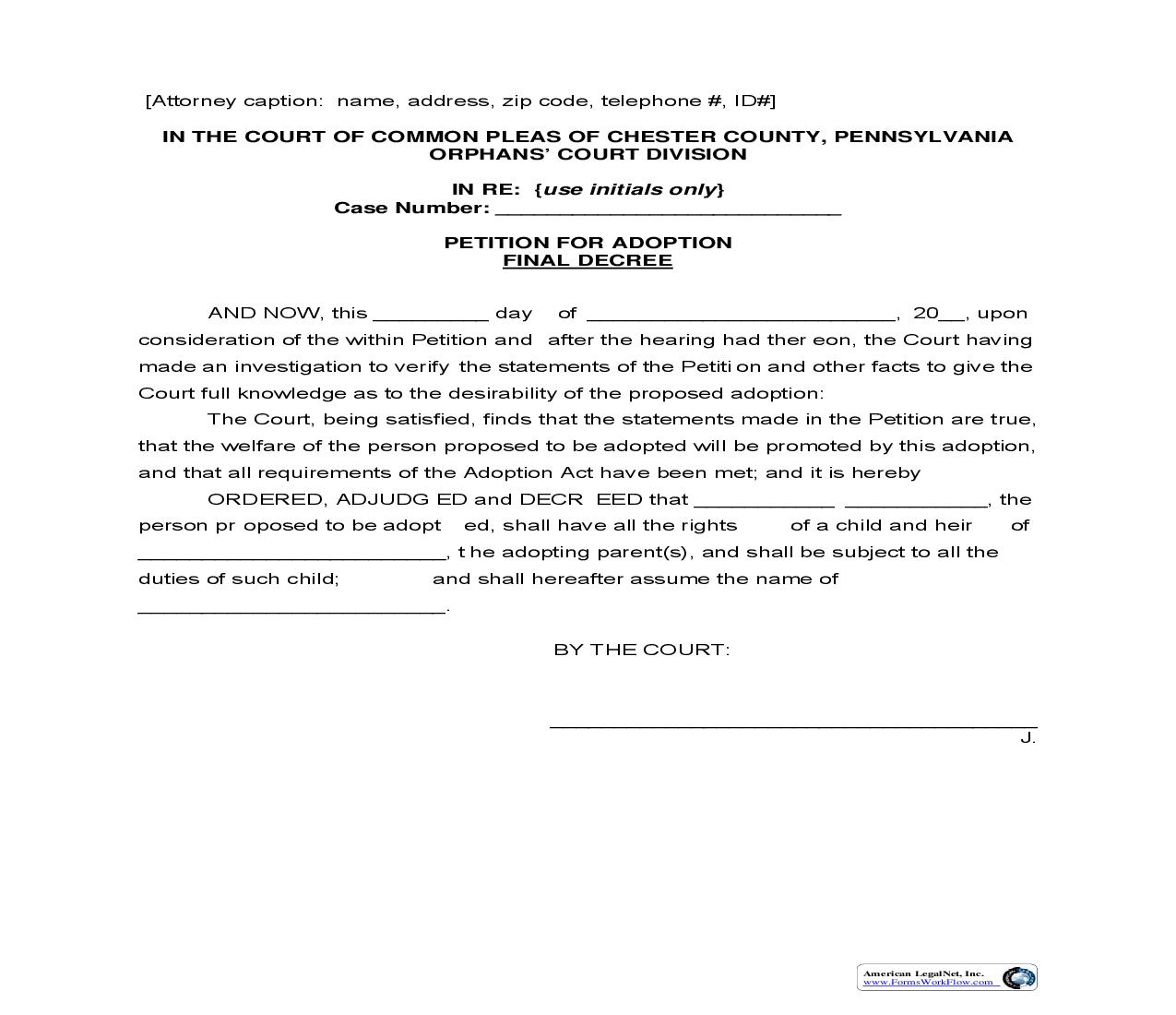 Petition For Adoption Final Decree | Pdf Fpdf Doc Docx | Pennsylvania
