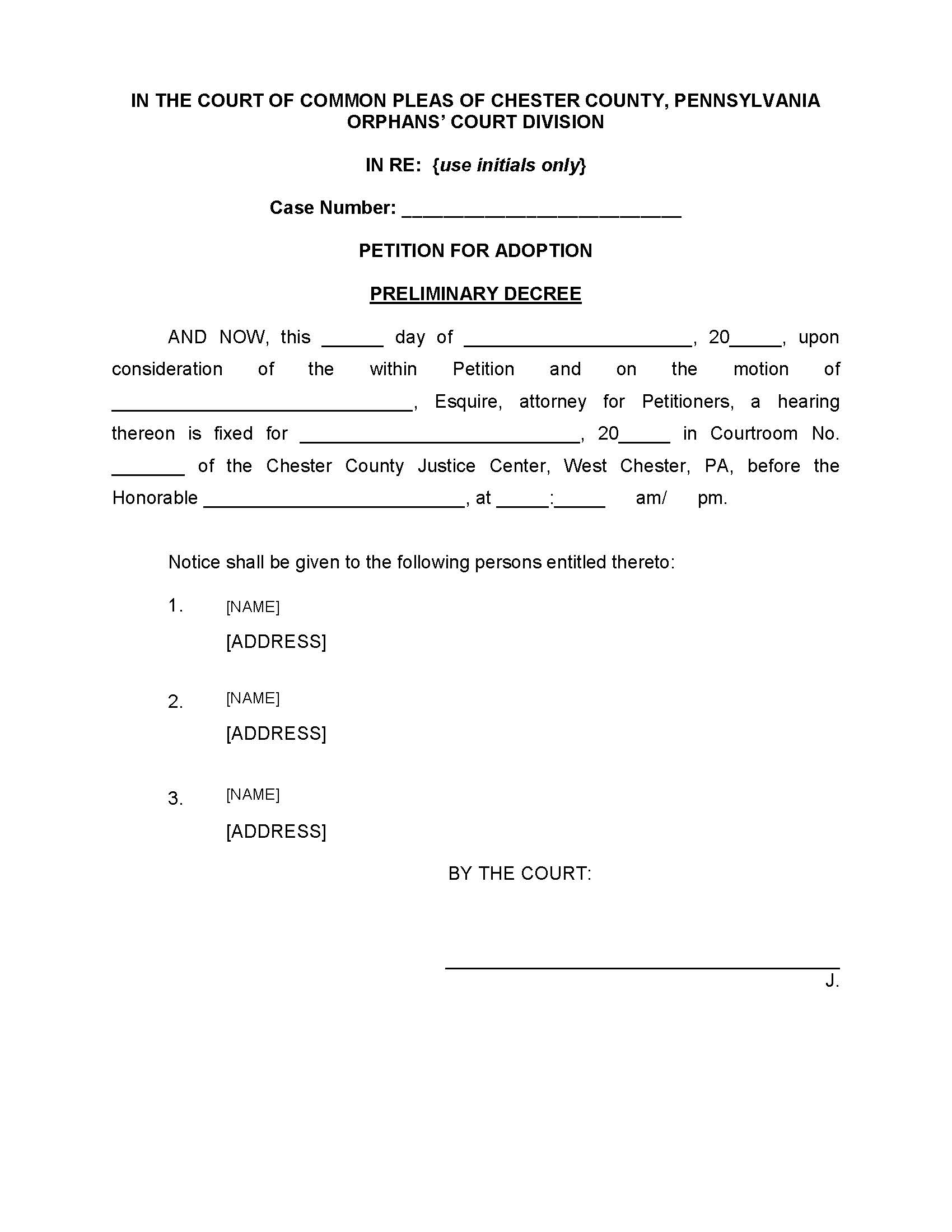 Petition For Adoption Preliminary Decree | Pdf Fpdf Doc Docx | Pennsylvania