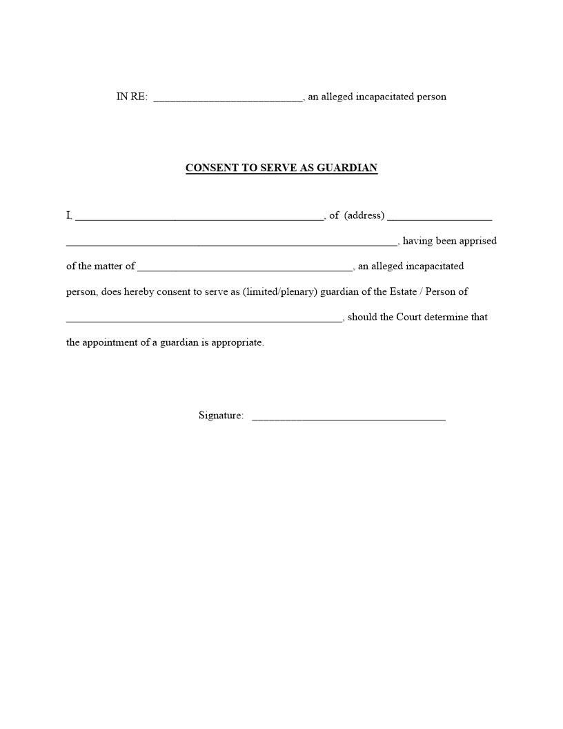 Consent To Serve As Guardian | Pdf Fpdf Doc Docx | Pennsylvania