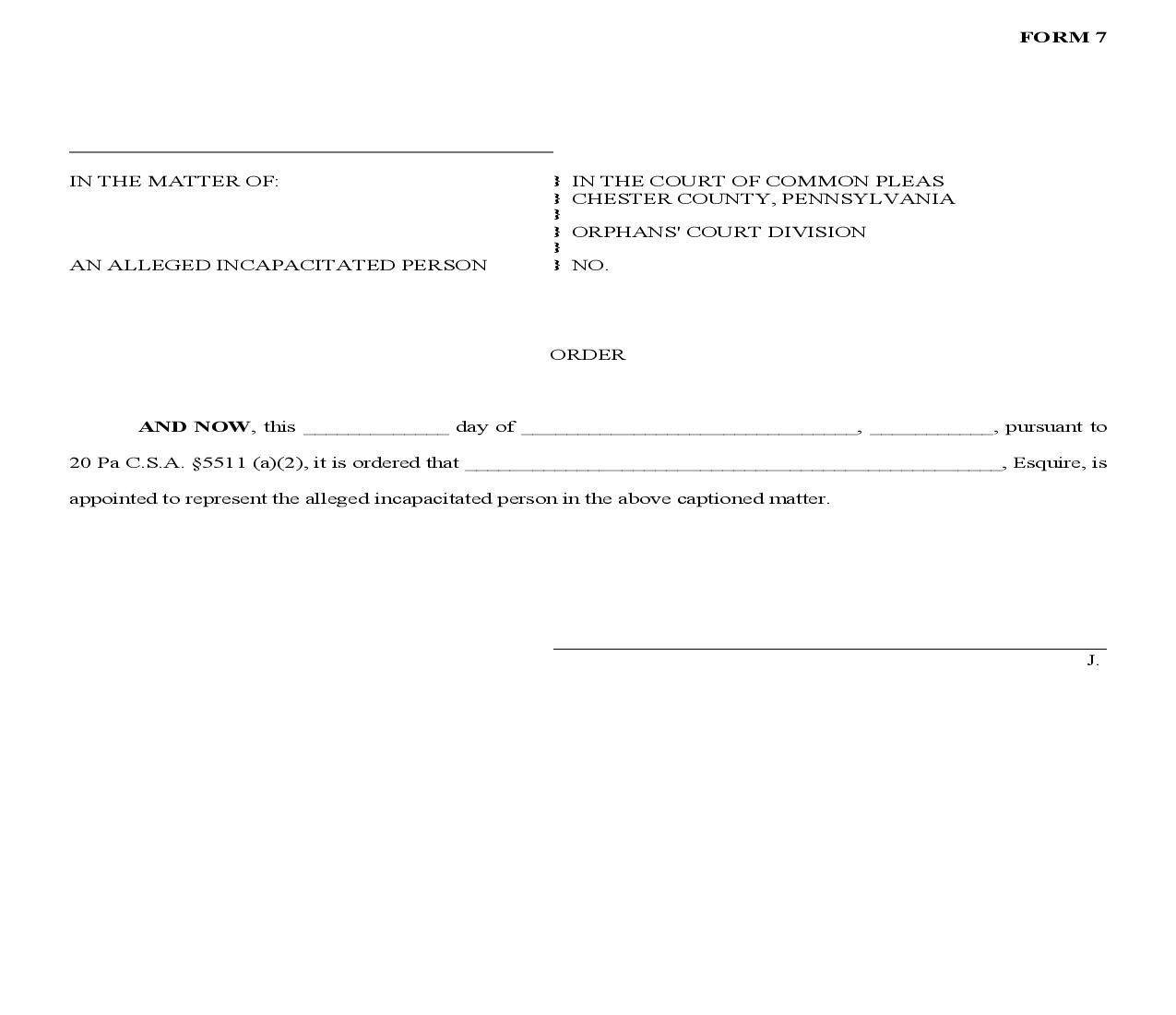 Order {Form 7} | Pdf Fpdf Doc Docx | Pennsylvania