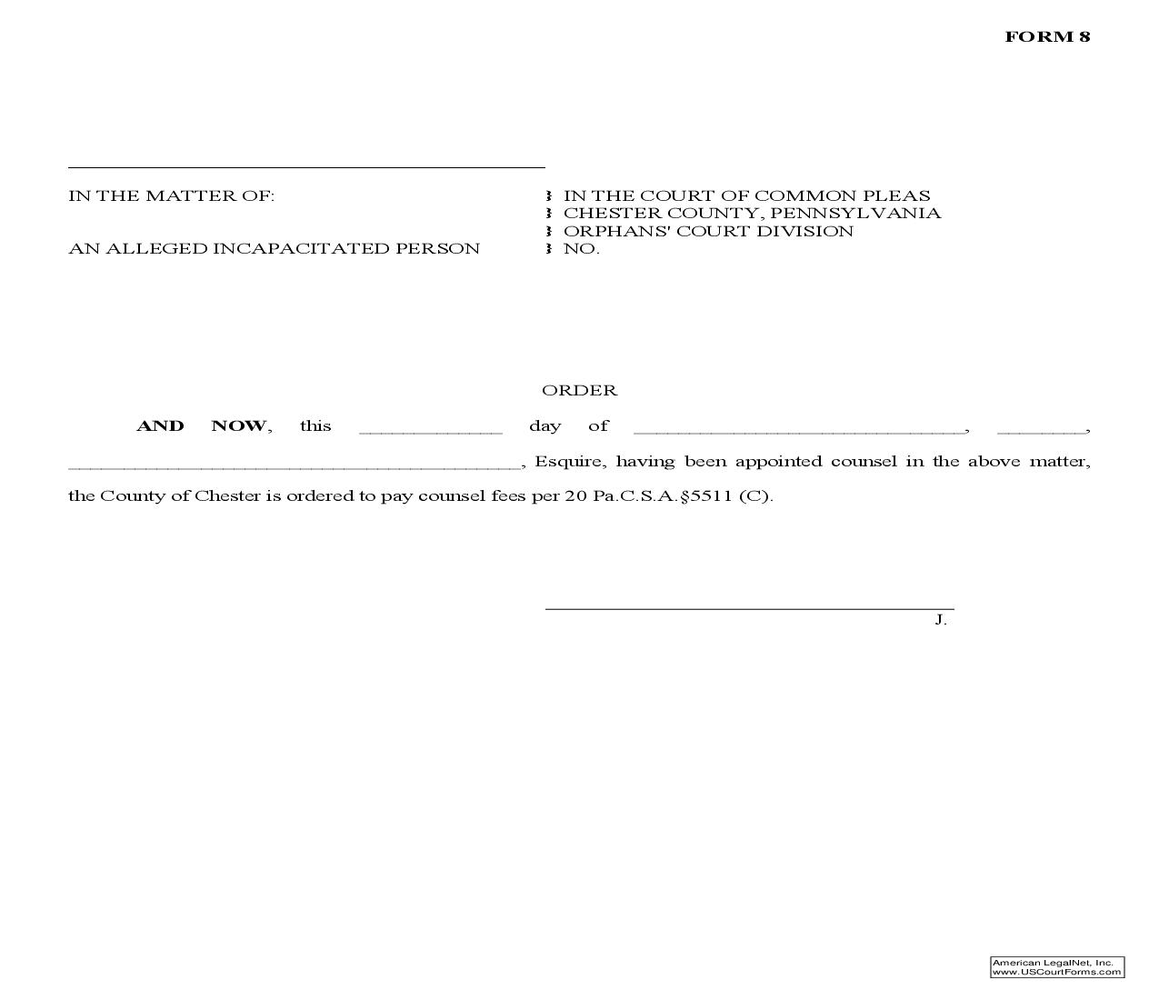 Order {Form 8} | Pdf Fpdf Doc Docx | Pennsylvania