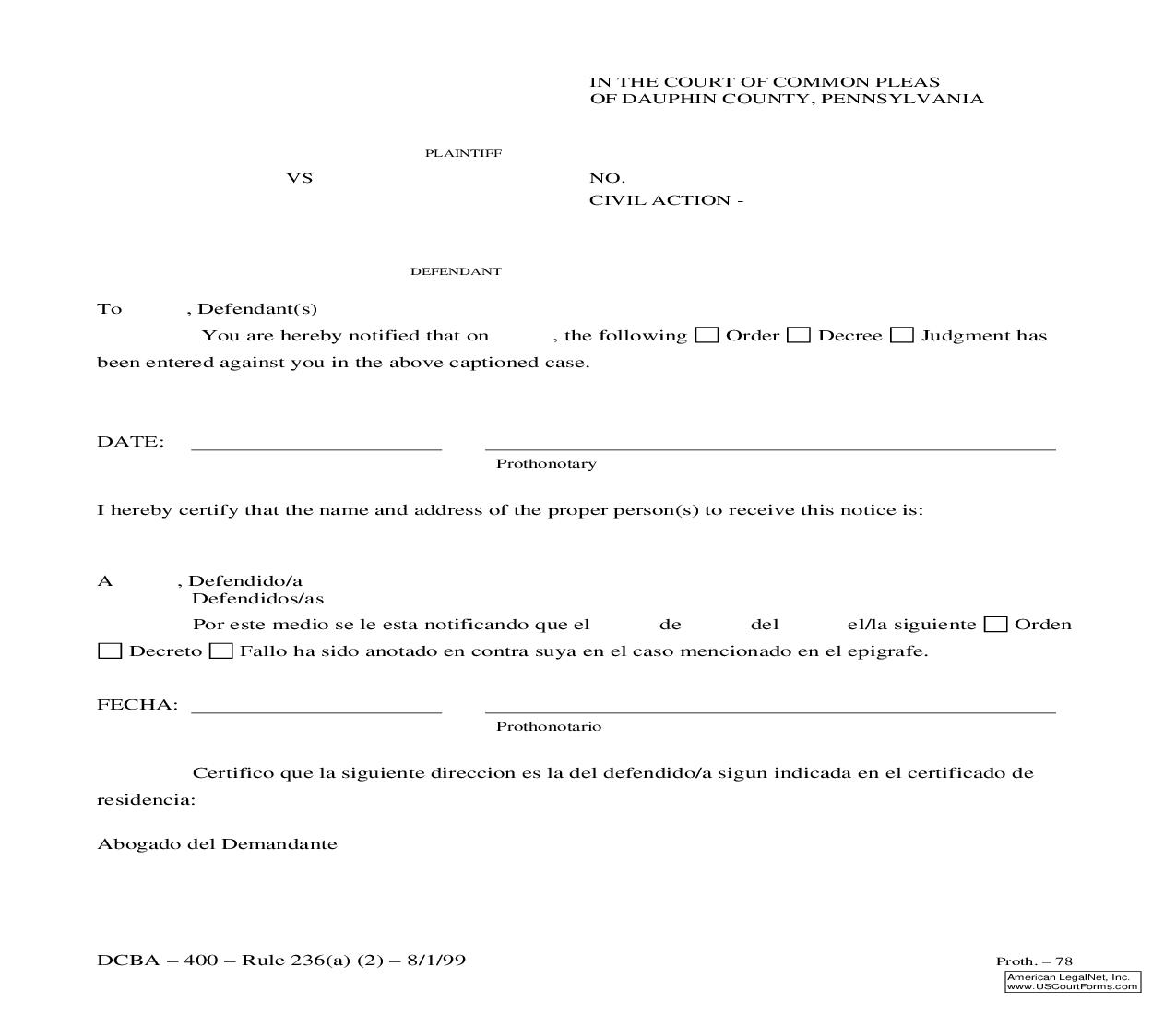 Rule 236 Notice | Pdf Fpdf Doc Docx | Pennsylvania