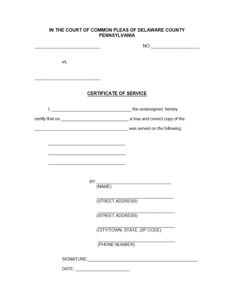 Certificate Of Service | Pdf Fpdf Docx | Pennsylvania