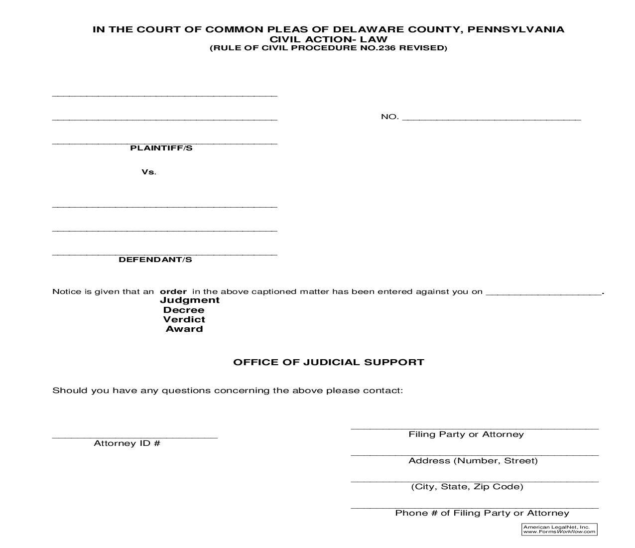 Rule Of Civil Procedure No 236 | Pdf Fpdf Doc Docx | Pennsylvania