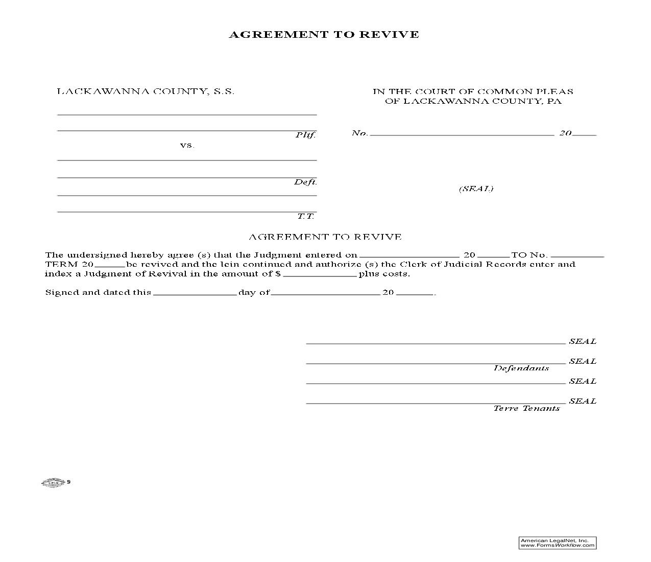 Agreement To Revive | Pdf Fpdf Doc Docx | Pennsylvania