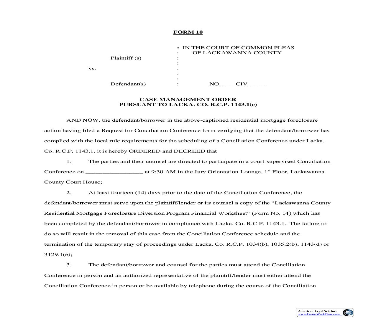 Case Management Order {10} | Pdf Fpdf Doc Docx | Pennsylvania