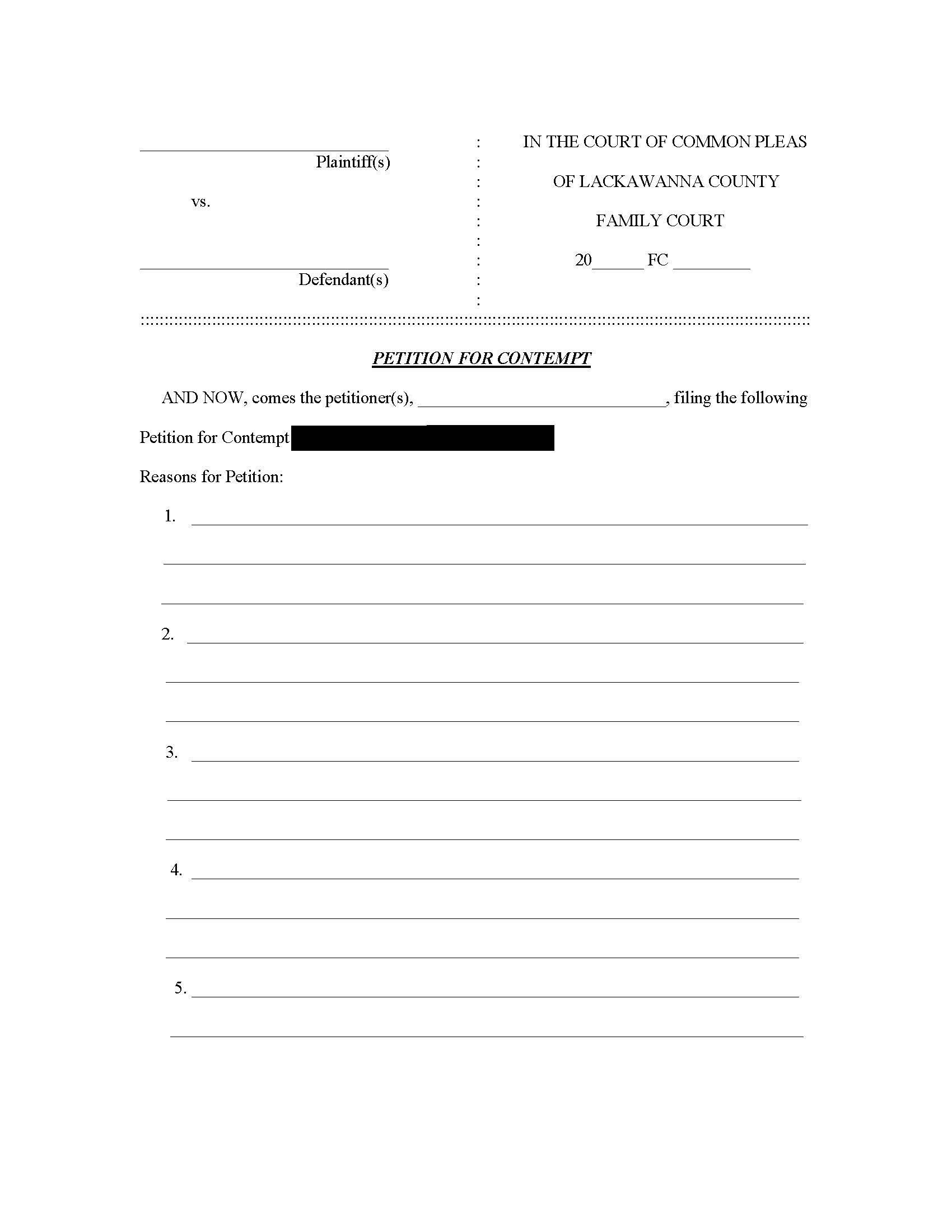 Petition For Contempt (Family Court) | Pdf Fpdf Doc Docx | Pennsylvania