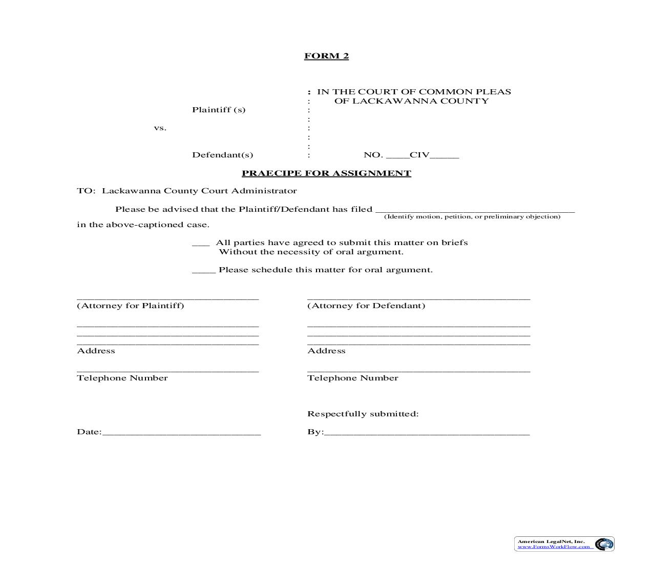 Praecipe For Assignment {2} | Pdf Fpdf Doc Docx | Pennsylvania