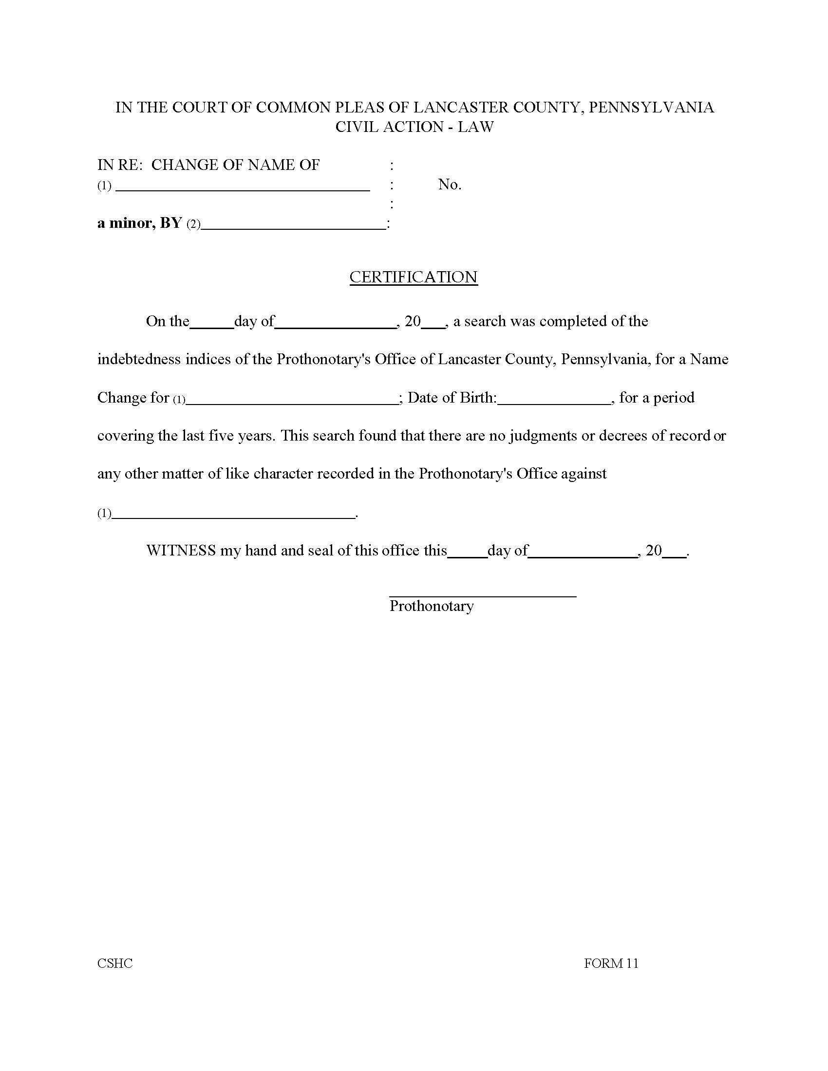 Certification (Name Change) | Pdf Fpdf Doc Docx | Pennsylvania
