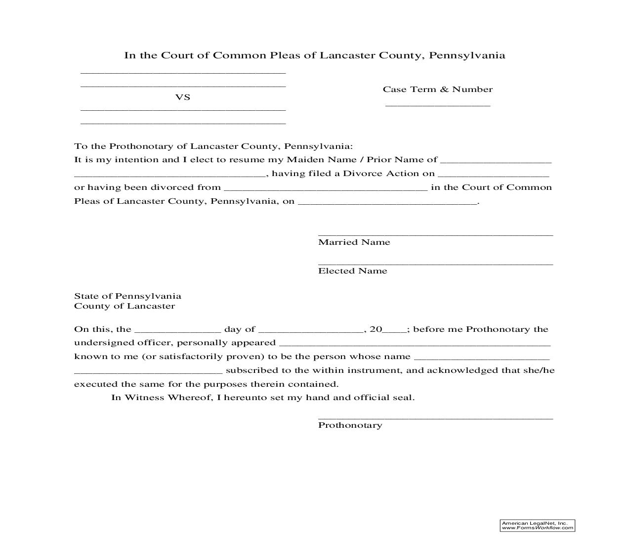 Election To Resume Maiden Name | Pdf Fpdf Doc Docx | Pennsylvania