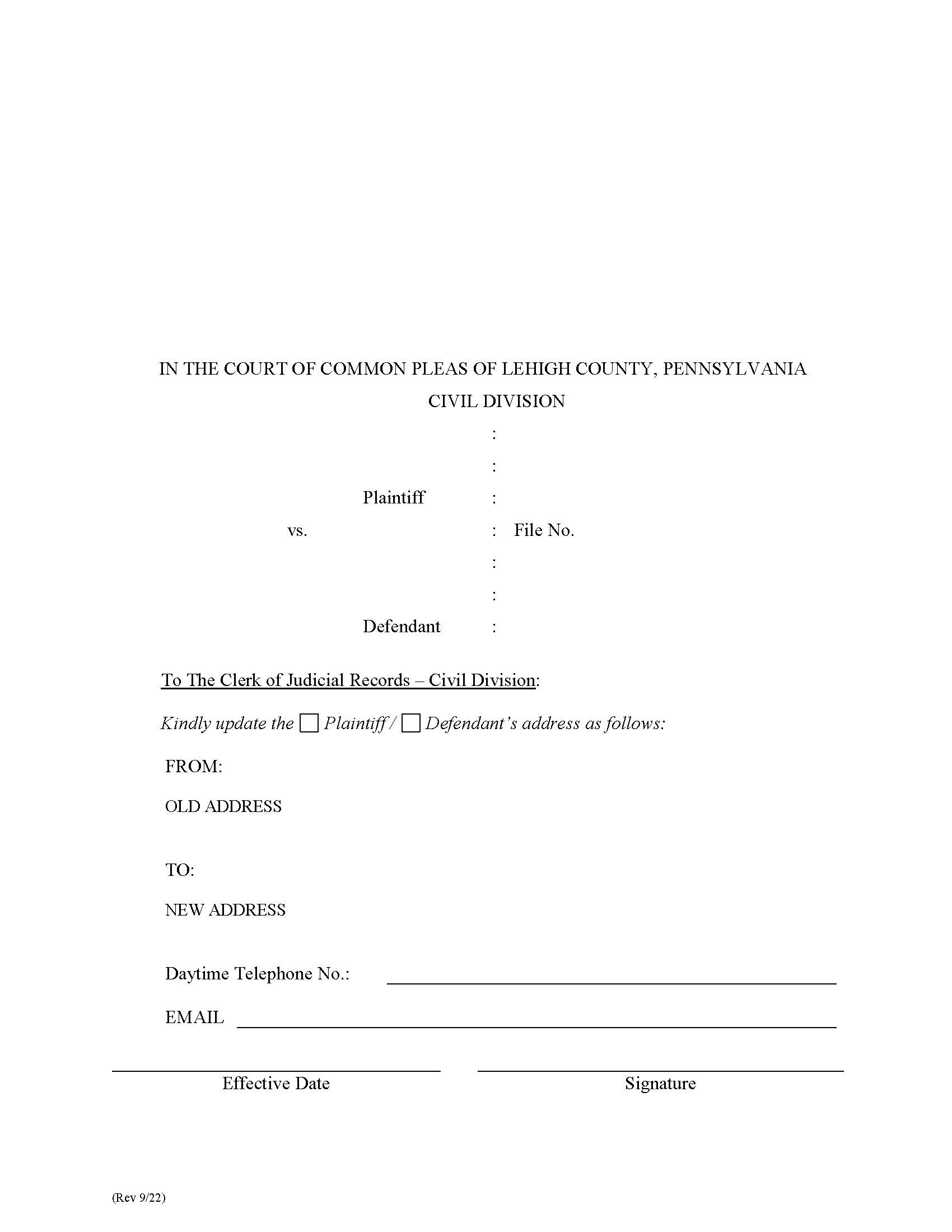 Address Change Update | Pdf Fpdf Doc Docx | Pennsylvania